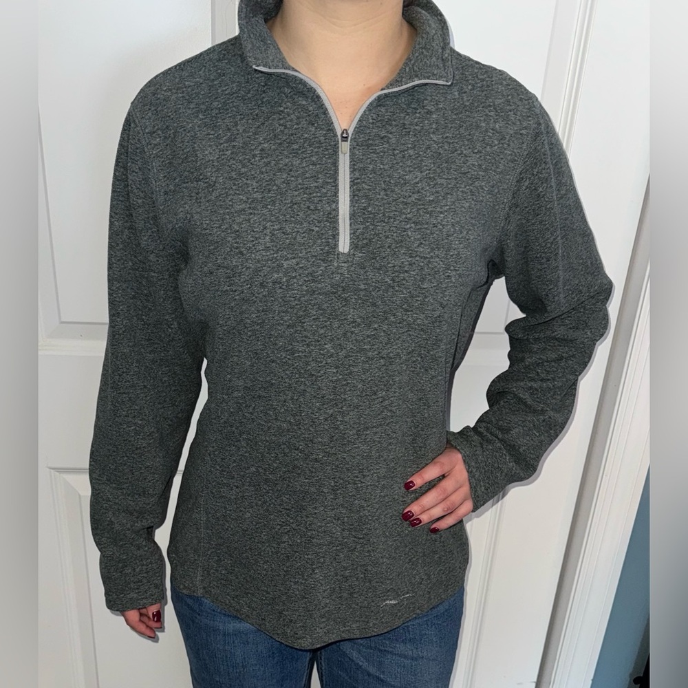 Eddie Bauer Women’s Heather Gray Zip-Up Sweater